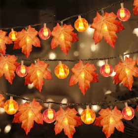 Maple Leaves String Lights with Pumpkin Maple String Lights (size: 6m)