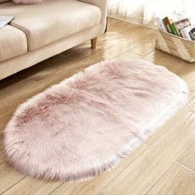 1pc Super Soft Area Rug, Plush Fluffy Faux Sheepskin Oval Floor Mat For Living Room Bedroom, Machine Washable Bedside Rugs (Color: Pink, size: 31.5*47.24inch)