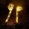 2pcs Solar Halloween Decorations Light, 2 Pack Lighted Skeleton Arms Hand Stakes, 40 LED Lights, Light Up Figurine Holiday Party Indoor Outdoor Decor