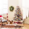 4.5/6/7 Feet Flocked Christmas Tree with 8 Lighting Modes and Multi-Color LED Lights