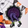 1pc, Halloween Explosion Wreath Witch Leg Hanging Decorations, Witch's Leg Halloween Wreath-Halloween Front Door Decoration Lace Spider Wreath