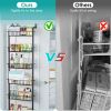 6 Tier Over Door Pantry Organizer Hanging Hooks Door Storage Rack Carbon Steel Basket 62.99in Over Door Shelf for Kitchen Bathroom