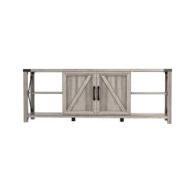 WESOME 68" TV Stand Wood Metal TV Console Industrial Entertainment Center Farmhouse With Storage Cabinets and Shelves, Multiple Color Options (Color: Grey Walnut)