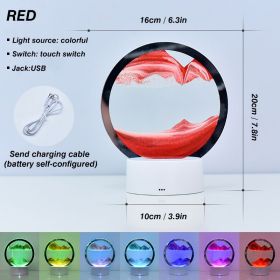 2023 Creative 3D Moving Sand Art Night Light Quicksand Painting Table Lamp LED Lights Hourglass Christmas Gift Home Office Decor (Emitting Color: Red, Ships From: CN)