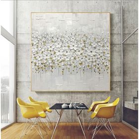 Hand Oil Painting Canvas Wall Art Decoration Palette Knife Painting White Plum for Home Living Room hallway bedroom luxurious decorative painting (size: 70x70cm)