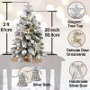 22in Tabletop Christmas Tree with Light Artificial Small Mini Red Christmas Decoration with Flocked Snow, Exquisite Decor & Xmas Ornaments for Table T