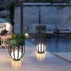 Outdoor Solar Power LED Plant Stand, Waterproof Outdoor Floor Lamp, Outdoor Garden Table, Side Table