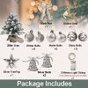 22in Tabletop Christmas Tree with Light Artificial Small Mini Red Christmas Decoration with Flocked Snow, Exquisite Decor & Xmas Ornaments for Table T