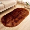 1pc Super Soft Area Rug, Plush Fluffy Faux Sheepskin Oval Floor Mat For Living Room Bedroom, Machine Washable Bedside Rugs