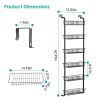 6 Tier Over Door Pantry Organizer Hanging Hooks Door Storage Rack Carbon Steel Basket 62.99in Over Door Shelf for Kitchen Bathroom