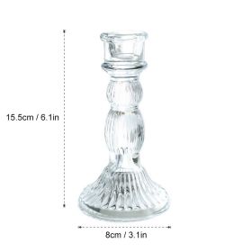 Glass Candle Holder Candlestick Wedding Centerpiece Candle Holders Romantic Wedding Centerpieces For Tables Wedding Home Decor (Color: 15.5x8cm, Ships From: CN)