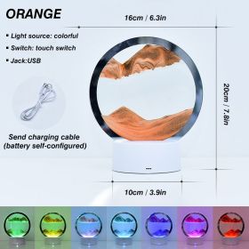 2023 Creative 3D Moving Sand Art Night Light Quicksand Painting Table Lamp LED Lights Hourglass Christmas Gift Home Office Decor (Emitting Color: Orange, Ships From: CN)