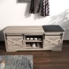 WESOME 47 Inch Modern Farmhouse Sliding X Barn Door Litterbox Bench with Entry Cutout;  Shoe Bench Multi-color Option