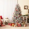 4.5/6/7 Feet Flocked Christmas Tree with 8 Lighting Modes and Multi-Color LED Lights