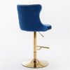 Furniture,Golden Swivel Velvet Barstools Adjusatble Seat Height from 25-33 Inch, Modern Upholstered Bar Stools with Backs Comfortable Tufted for Home