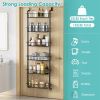 6 Tier Over Door Pantry Organizer Hanging Hooks Door Storage Rack Carbon Steel Basket 62.99in Over Door Shelf for Kitchen Bathroom