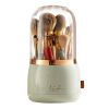 360�� Rotating Makeup Brush Holder with Lid Makeup Organizer for Vanity Dustproof Makeup Brush Container with 7 Compartments