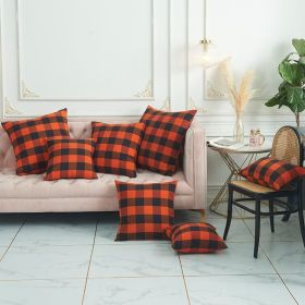 2PCS Cotton orange and black checkered pillow case, multi-size fall interior decoration, suitable for sofa, bed, autumn, Halloween (Color: as pic, size: 40X40cm)