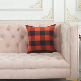 2PCS Cotton orange and black checkered pillow case, multi-size fall interior decoration, suitable for sofa, bed, autumn, Halloween (Color: as pic, size: 60x60cm)