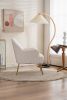 Modern Soft Teddy fabric Ivory Ergonomics Accent Chair Living Room Chair Bedroom Chair Home Chair With Gold Legs And Adjustable Legs For Indoor Home