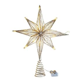 LED Star Christmas Tree Toppers Christmas Decoration String Ornament New Year (Varient: Gold (20 cm))