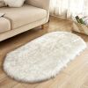 1pc Super Soft Area Rug, Plush Fluffy Faux Sheepskin Oval Floor Mat For Living Room Bedroom, Machine Washable Bedside Rugs, Shaggy Plush Carpet Faux R