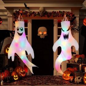 Halloween Decorations Outdoor Decor Hanging Lighted Glowing Ghost Witch Hat Halloween Decorations Indoor Outside Ornaments Clearance Halloween Party L (Color: as pic)