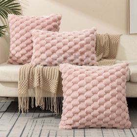 Plush Faux Fur Throw Pillow Covers Plaid Texture Decorative Pillow Case Cushion Cover (Color: Pink, size: 45x45cm)