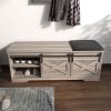 WESOME 47 Inch Modern Farmhouse Sliding X Barn Door Litterbox Bench with Entry Cutout;  Shoe Bench Multi-color Option