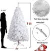 7ft High Christmas Tree 1000 Tips Decorate Pine Tree with Metal Legs White with Decorations