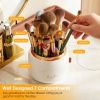 360�� Rotating Makeup Brush Holder with Lid Makeup Organizer for Vanity Dustproof Makeup Brush Container with 7 Compartments