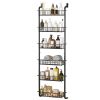 6 Tier Over Door Pantry Organizer Hanging Hooks Door Storage Rack Carbon Steel Basket 62.99in Over Door Shelf for Kitchen Bathroom