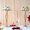 Gold/Silver Wedding Candle Holders Decor Table Centerpiece Pillar Flower Vase Rack Stand Road Lead Floral Bouquet Party Supplies