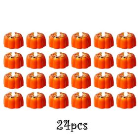 12/24pcs Halloween Pumpkin Candle Light Pumpkin Lantern Lamp Ornaments Ghost Festival Props Halloween Party Supplies Home Decor (Color: 24pcs Type B, Ships From: China)