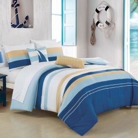 Sailboat 9 Pieces Comforter Set (size: KING)